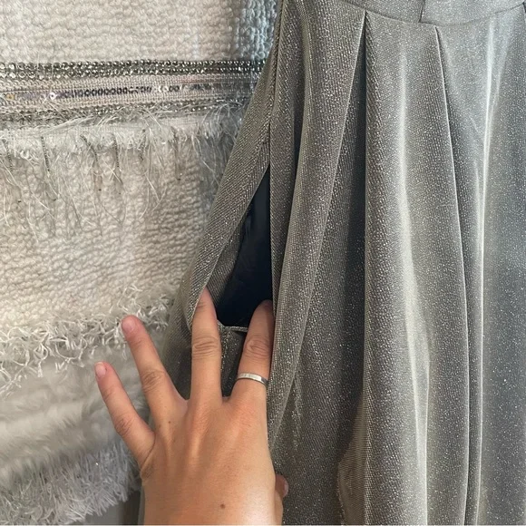 Betsy & Adam Womens Metallic Hi-Low Evening Dress - Picture 6 of 14